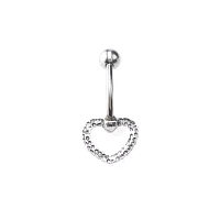 Silvertone Rope Heart Belly Ring - 14 Gauge