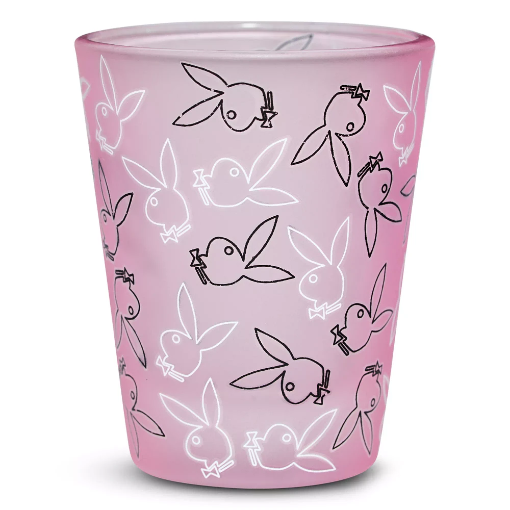 Pink Playboy Bunny Print Frosted Shot Glass - 2 oz.