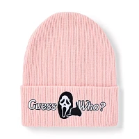 Pink Guess Who Cuff Beanie Hat - Ghost Face