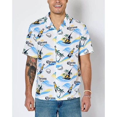 Corona Palm Tree Print Woven Button Up Shirt