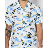 Corona Palm Tree Print Woven Button Up Shirt