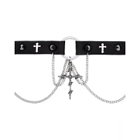 Black Cross Spiked Chain Choker Necklace