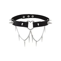 Black Heart Spiked Chain Choker Necklace