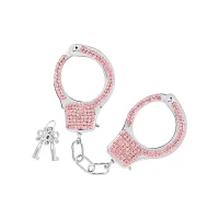 Pleasure Bound Pink Rhinestone Cuffs