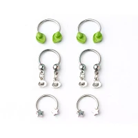 Multi-Pack Alien Horseshoe Rings 3 Pair - 16 Gauge