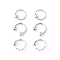 Multi-Pack Green CZ Horseshoe and Captive Rings 3 Pair - 16 Gauge