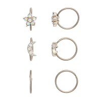 Multi-Pack CZ Star and Moon Titanium Hoop Nose Rings 3 Pair - 20 Gauge