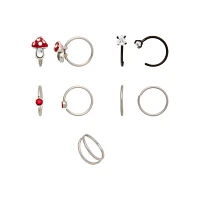 Multi-Pack CZ Mushroom Nose Hoops 9 Pack - 20 Gauge