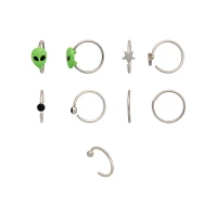 Multi-Pack Alien and Star Nose Hoops 9 Pack - 20 Gauge