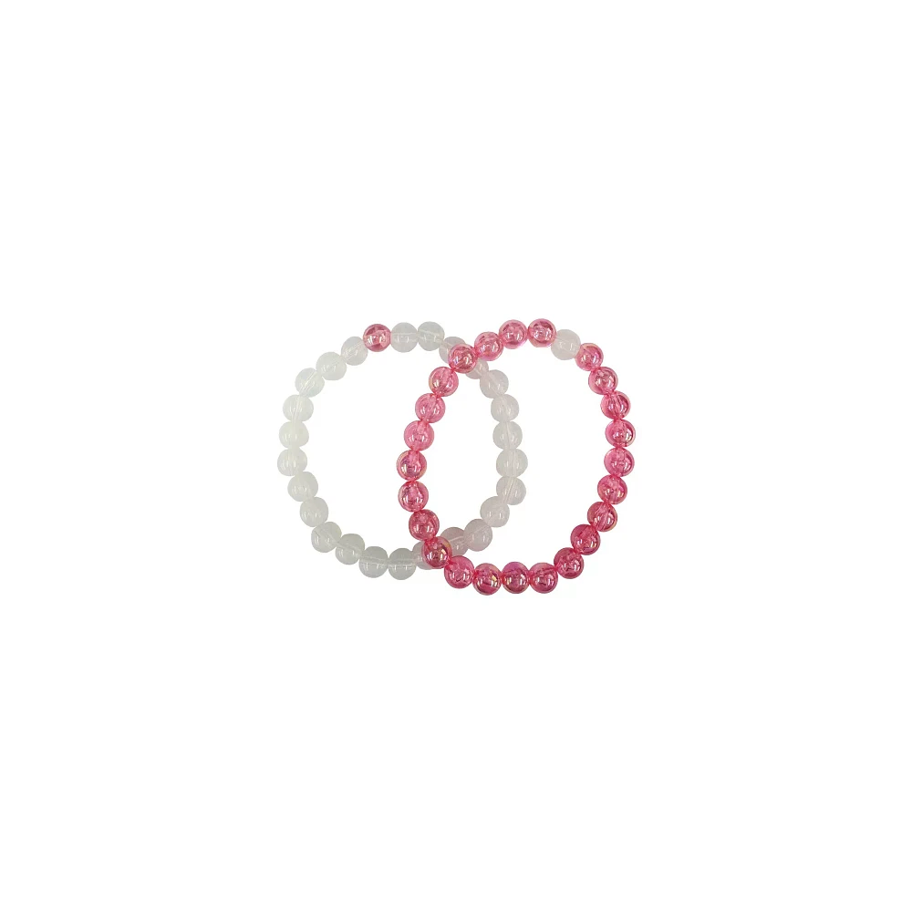 White and Pink Long Distance Beaded Bracelets
