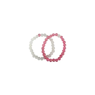 White and Pink Long Distance Beaded Bracelets