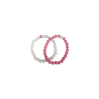 White and Pink Long Distance Beaded Bracelets