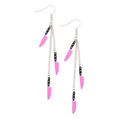 Pink Dagger Dangle Earrings
