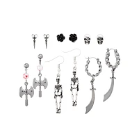 Multi-Pack Gothic Weaponry Studs and Dangle Earrings - 6 Pair