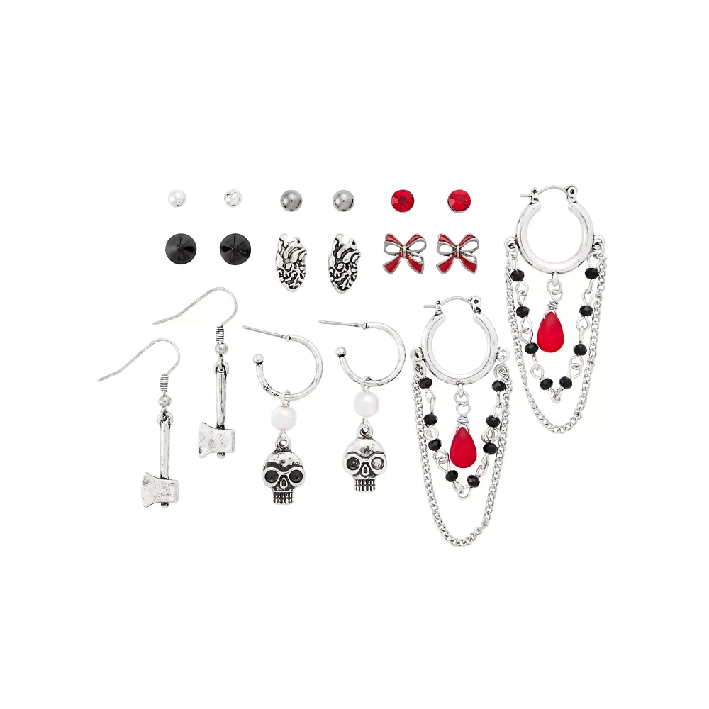 Multi-Pack Gothic Studs and Dangle Earrings - 9 Pair