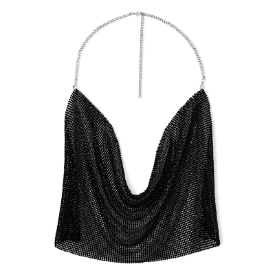 Black Drape Chain Crop Top
