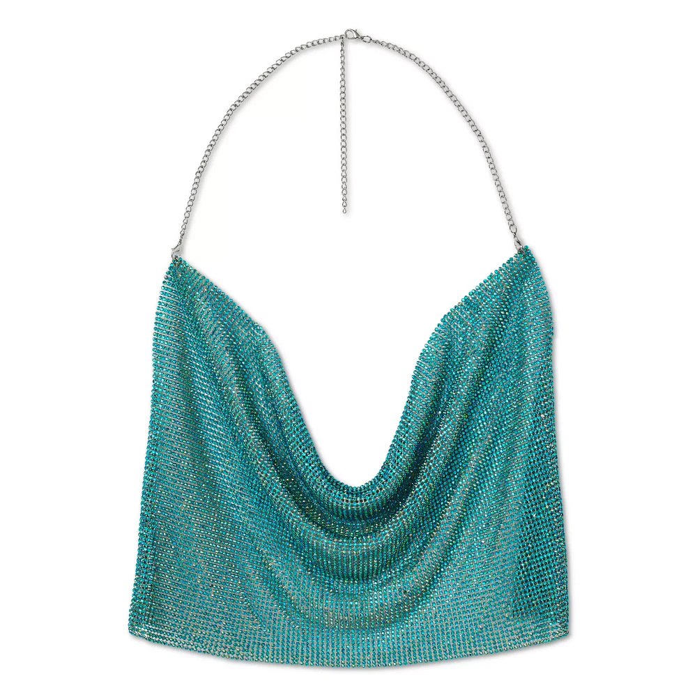 Turquoise Drape Chain Crop Top
