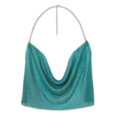Turquoise Drape Chain Crop Top