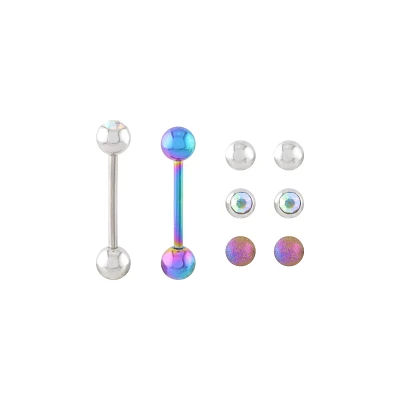 Multi-Color Titanium Barbells with Extra Balls - 14 Gauge