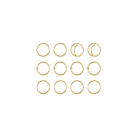 Multi-Pack CZ Goldtone Hoop and Half Hoop Nose Rings 12 Pack - 20 Gauge