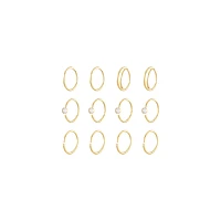 Multi-Pack CZ Goldtone Hoop and Half Hoop Nose Rings 12 Pack - 20 Gauge