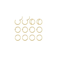 Multi-Pack CZ Goldtone Hoop and Half Hoop Nose Rings 12 Pack - 20 Gauge
