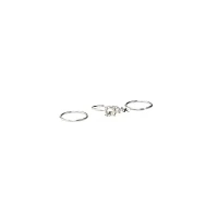 Multi-Pack CZ Aurora Borealis Effect Silvertone Dangle Hoop Nose Rings 3 Pack - 20 Gauge