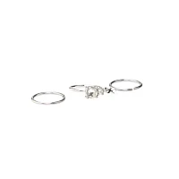 Multi-Pack CZ Aurora Borealis Effect Silvertone Dangle Hoop Nose Rings 3 Pack - 20 Gauge