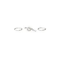 Multi-Pack CZ Aurora Borealis Effect Silvertone Hoop Nose Rings 3 Pack - 20 Gauge