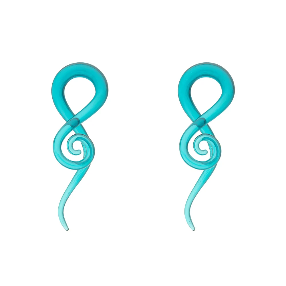 Teal Glass Spiral Plugs