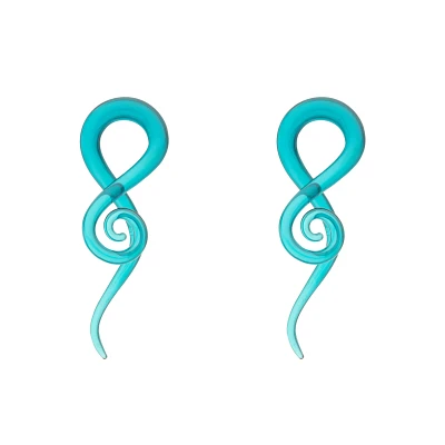 Teal Glass Spiral Plugs