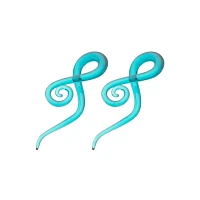 Teal Glass Spiral Plugs
