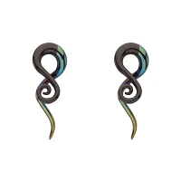 Iridescent Black Glass Spiral Plugs