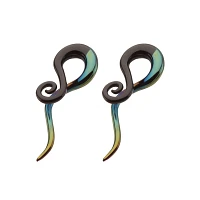 Iridescent Black Glass Spiral Plugs