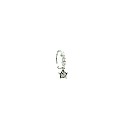 Silvertone CZ Star Hinge Hoop - 18 Gauge