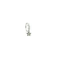 Silvertone CZ Star Hinge Hoop - 18 Gauge