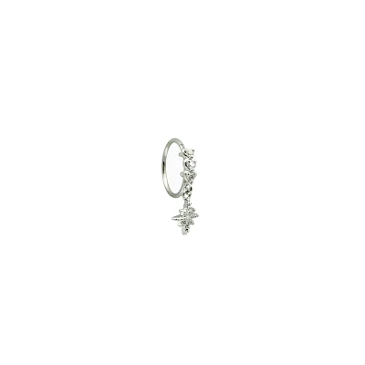 Silvertone CZ Starburst Dangle Hinge Hoop - 18 Gauge