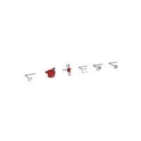 Multi-Pack Red Rose L-Bend Nose Pins 6 Pack - 20 Gauge