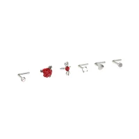 Multi-Pack Red Rose L-Bend Nose Pins 6 Pack - 20 Gauge