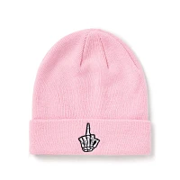 Pink Skeleton Middle Finger Cuff Beanie Hat