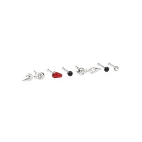 Multi-Pack CZ Skull Coffin Pin Nose Rings 6 Pack - 20 Gauge