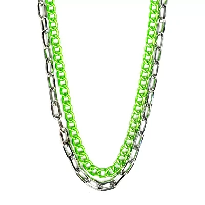 Green and Silvertone Wallet Chain