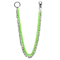 Green and Silvertone Wallet Chain