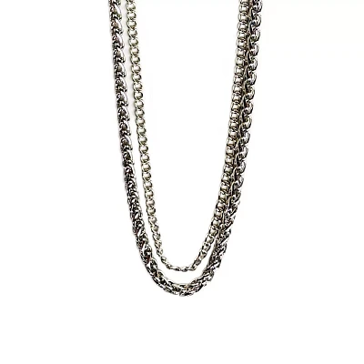 Multi-Pack Silvertone Braided Curb Chain Necklaces - 2 Pack