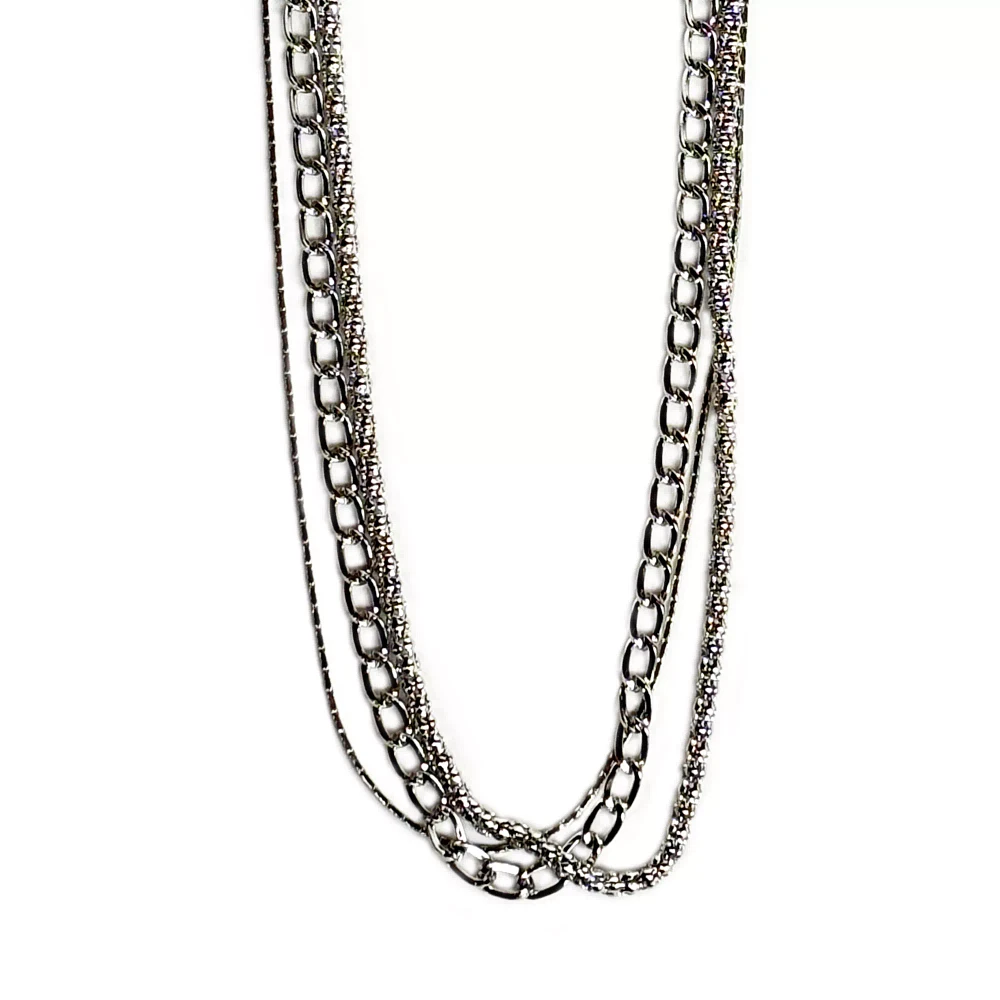 Multi-Pack Silvertone Snake and Oval Chain Necklaces - 3 Pack