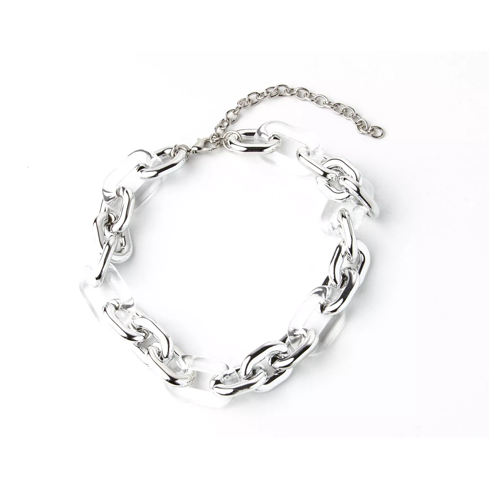 Silvertone Large Link Chain Choker Necklace