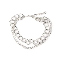 Silvertone Double Row Chunky Choker Necklace