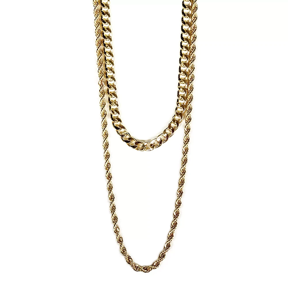 Multi-Pack Goldtone Curb Rope Chain Necklaces - 2 Pack