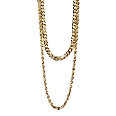 Multi-Pack Goldtone Curb Rope Chain Necklaces - 2 Pack
