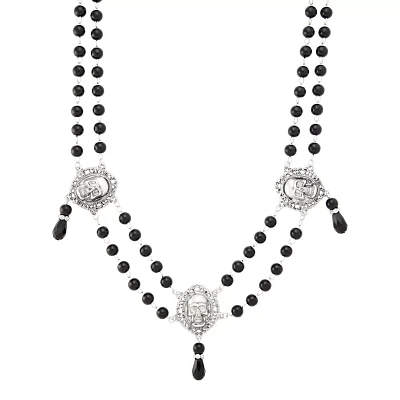 Black Skull Rosary Choker Necklace